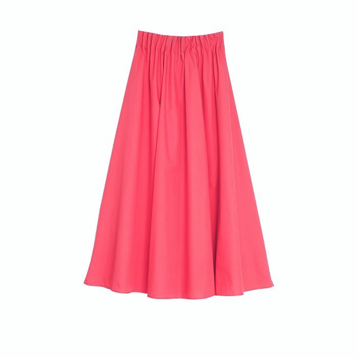 タックフレアー コットンMIX  マキシ丈 スカート  （サーモンピンク） MRM130SBA