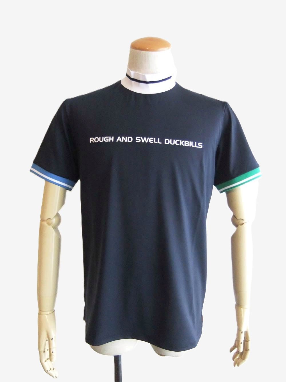 COLORFUL RIB MOCK  (ネイビー)  半袖モックネック ポロシャツ  RSM-26035