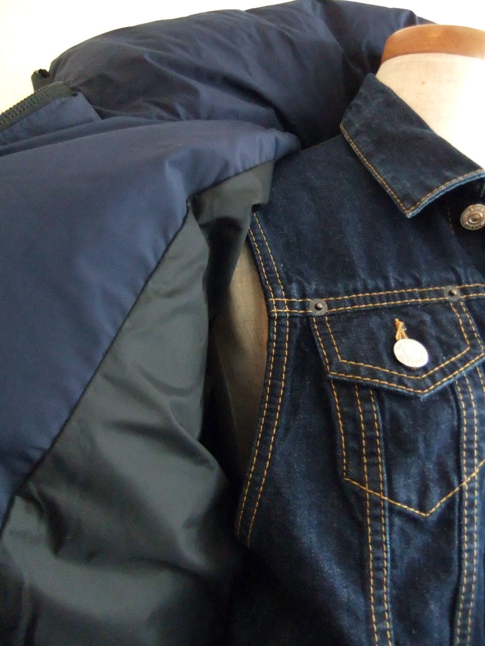LADIES DENIM INSERTED DOWN デニムレイヤード ダウンブルゾン   S75AM0785