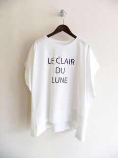 ロゴプリント フロントスリット コクーン Tシャツ  (ホワイト)  526976