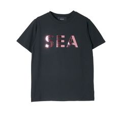 【MICALLE MICALLE Account】 SEA SURF FOIL T-SHIRT  (ブラック×メタリック ピンク)  ロゴ T-SHIRT   MAA110TEA
