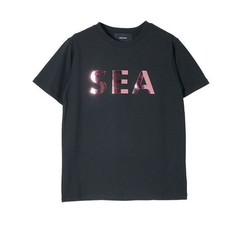 【MICALLE MICALLE Account】 SEA SURF FOIL T-SHIRT  (ブラック×メタリック ピンク)  ロゴ T-SHIRT   MAA110TEA