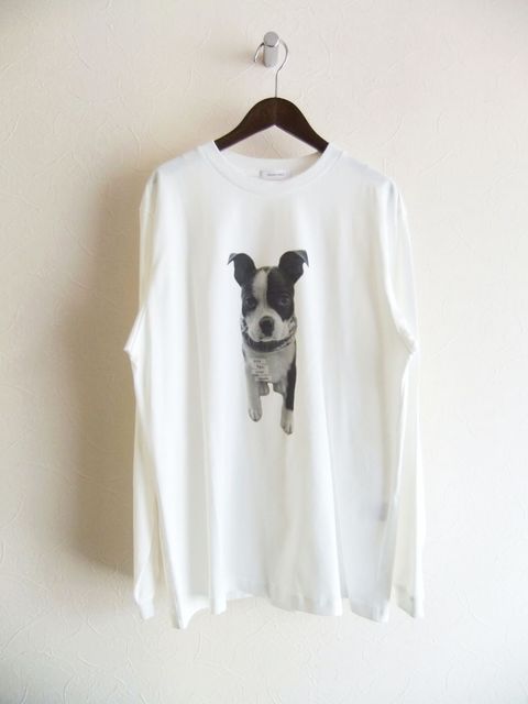 ドッグプリント  長袖 Tシャツ  (ホワイト)  526977