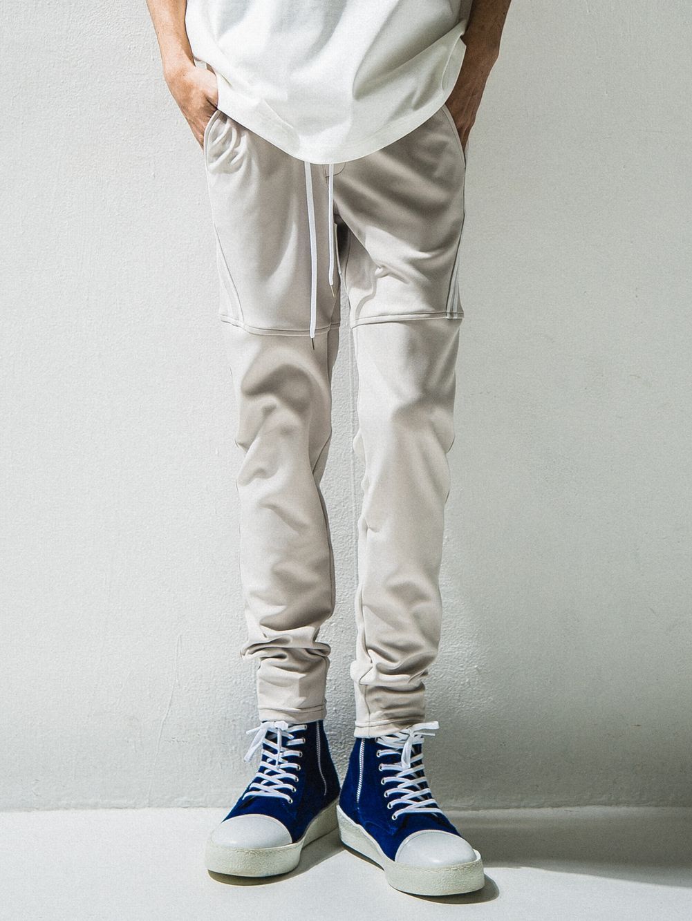 TYLER LINE  PANTS  ライン ナイロン パンツ (オフホワイト×ホワイト)