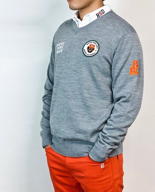 BBC V- NECK   ロゴ入りVネックセーター ( グレー ) RSM-20275