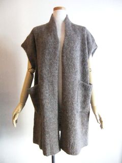 アルパカ混  ロング ニットジレ コート   A134022M