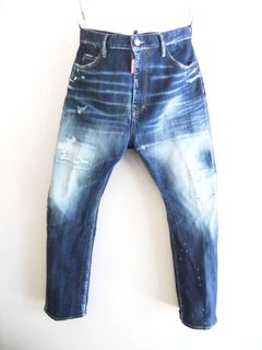 DARK WHITE LINE WASH LONDON BRO JEANS   ダメージ ワイドジーンズ   S71LB1581