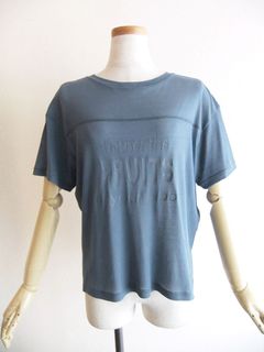 シアー コットン ガーゼ ロゴプリント Tシャツ  (ブルーグレー) 526976