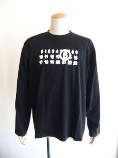 《MM➅》 Maison Margiela  (ブラック) ロゴ オーバーサイズ ロングスリーブ T シャツ