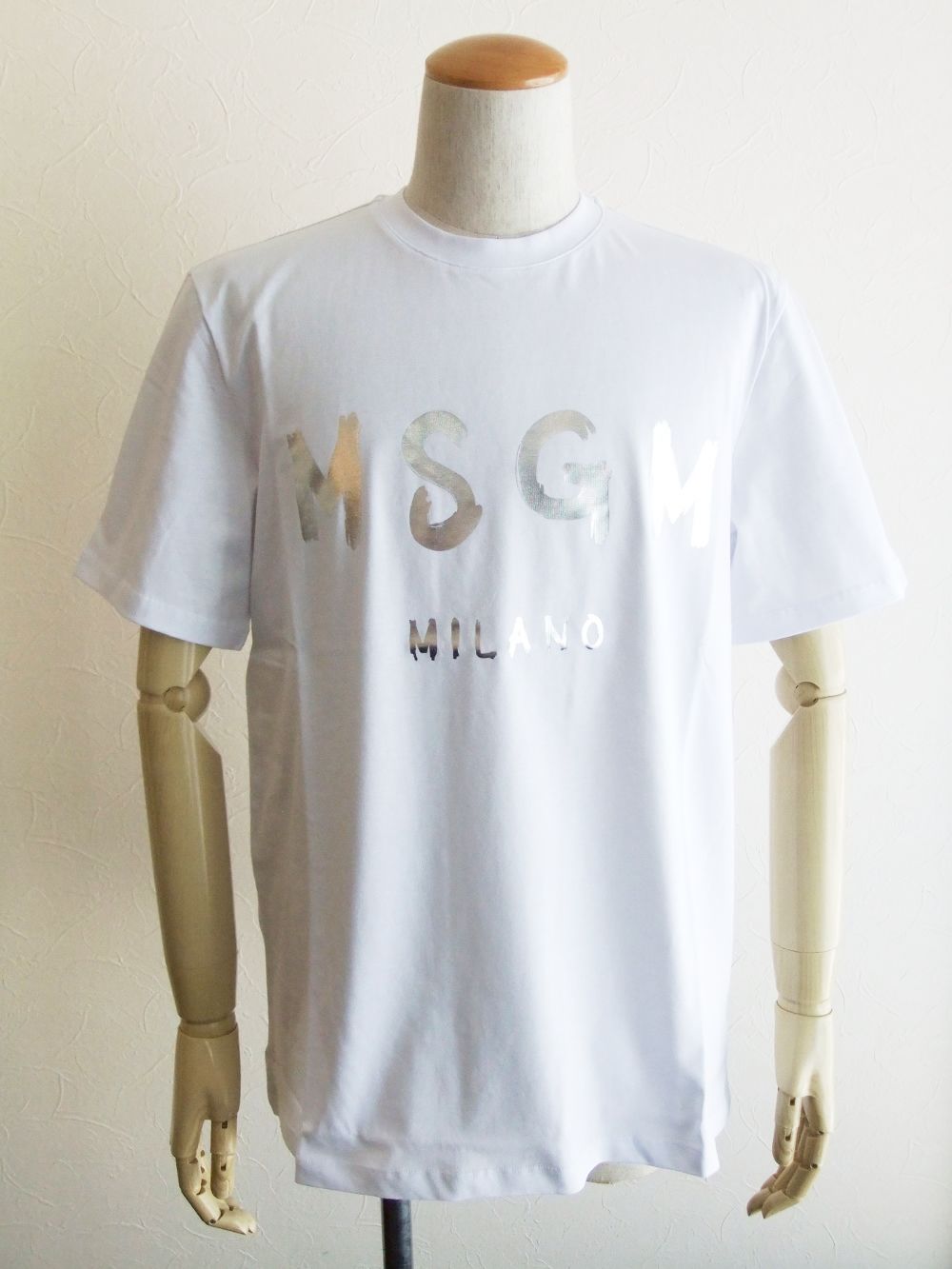 MSGM エムエスジーエム 日本限定 シルバーロゴTシャツ ホワイト-