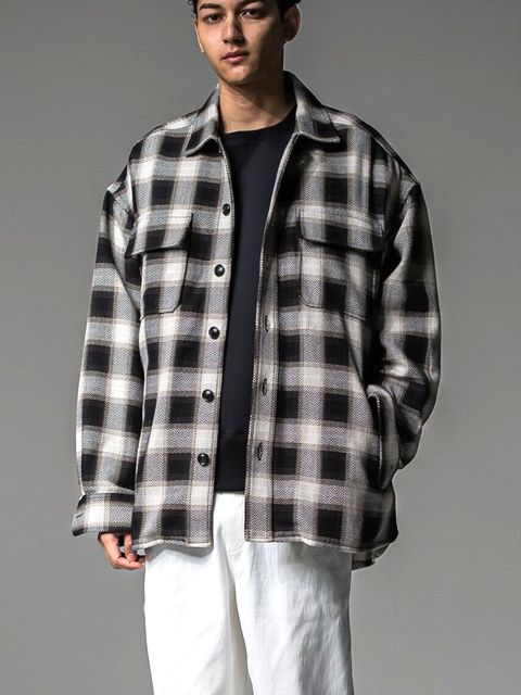 CHECK CPO SHIRTS JK  コットン チェック シャツ ジャケット （ブラック）