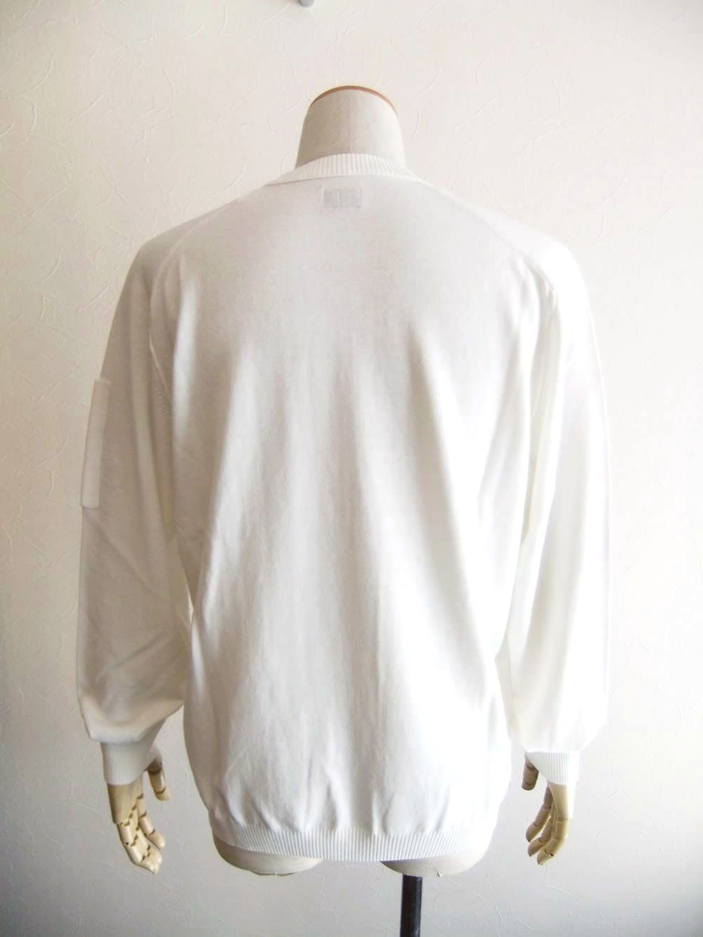 COTTON CREPE CREWNECK LENS SWEATER  (ホワイト） コットン クルーネック セーター