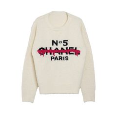 【MICALLE MICALLE Account】 HOMMAGE  No5 SHAGGY KNIT (ホワイト)   ロゴ ニット  MAG110NDC