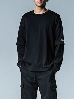 fake layered longsleave   フェイクレイヤード ロングスリーブ Tシャツ (ブラック)   RC33-T-003