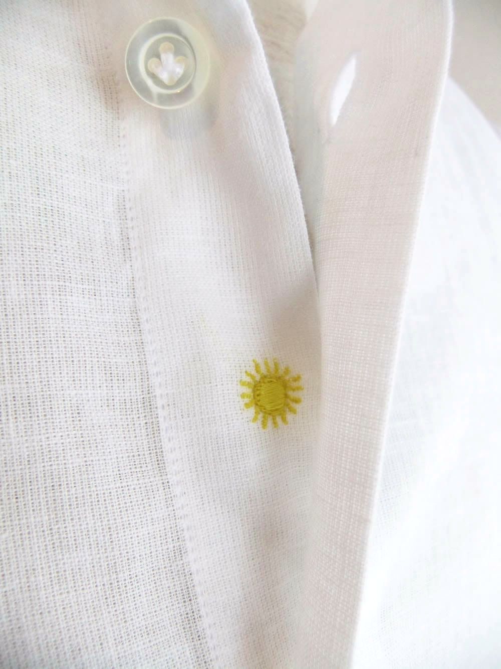 リネン/コットン シャツ (ホワイト)    VINCI FIT