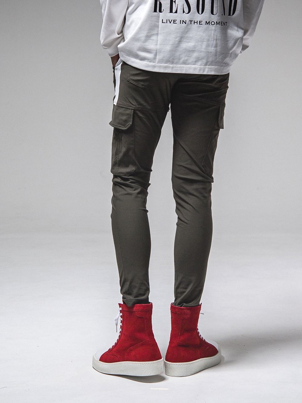 HV NYLON DARRELL CARGO PT  ナイロン カーゴパンツ (カーキ × ホワイト)