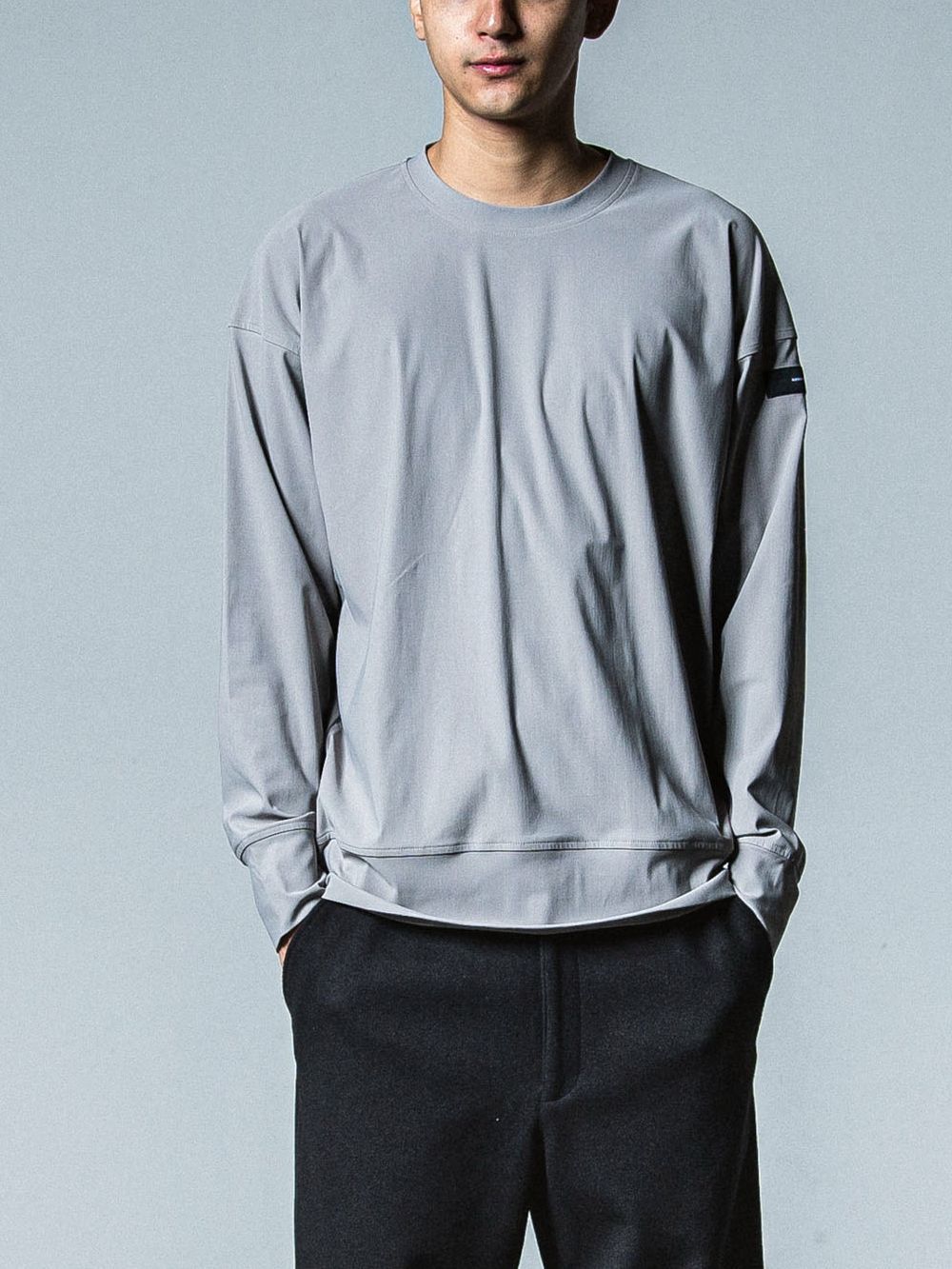 NYLON LONG SLEEVE     ナイロン ロングスリーブ Tシャツ (グレー)   RC33-C-001