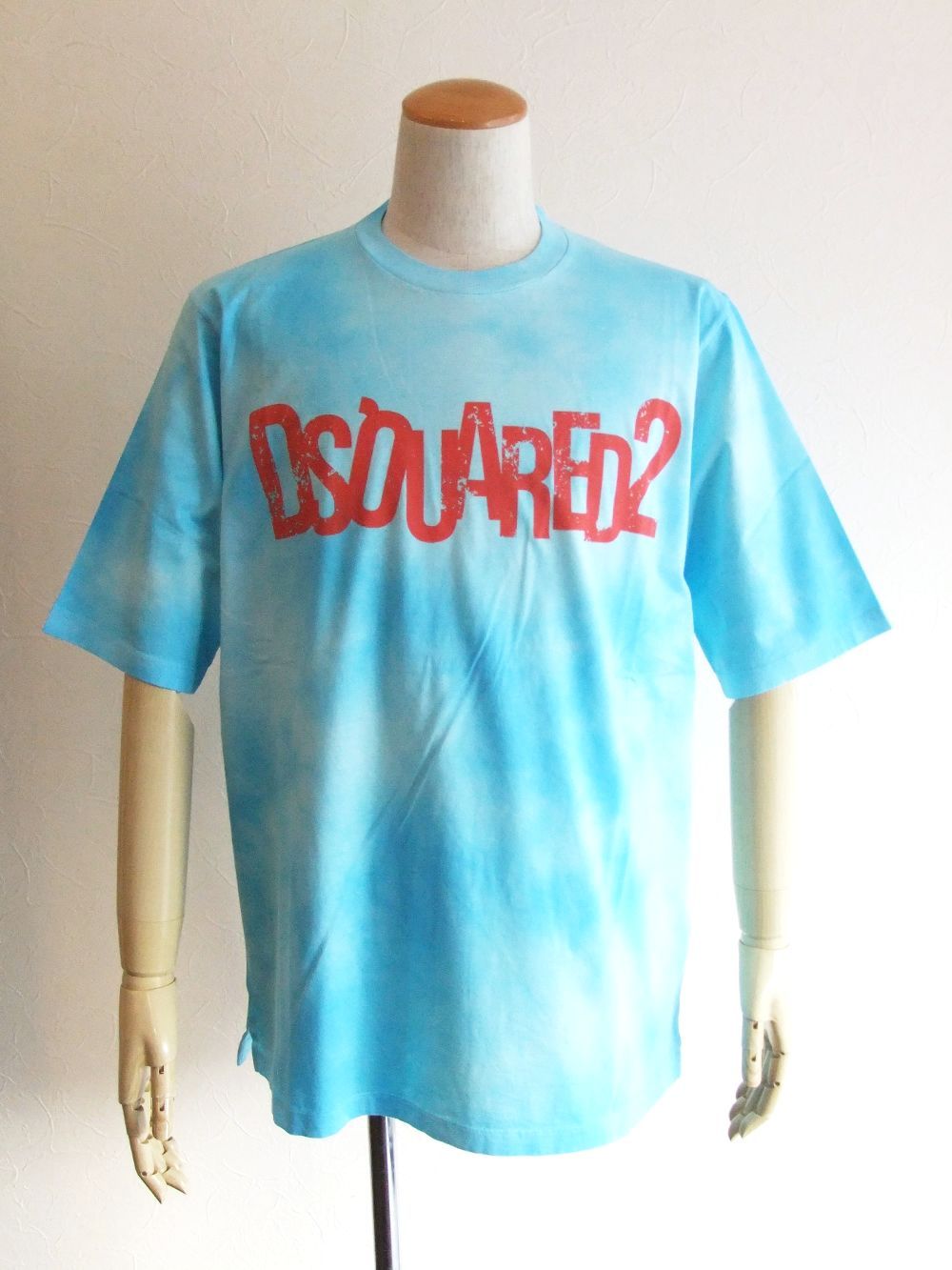 DSQUARED2 TIE&DYE SKATER T-SHIRT (ブルー) ロゴプリント Tシャツ  S71GD1243