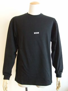 ミニロゴ コットン 長袖 Tシャツ  (ブラック) MM160