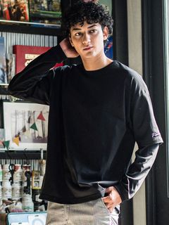 fake layered longsleave   フェイクレイヤード ロングスリーブ Tシャツ (ブラック)   RC31-T-005