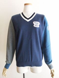 【LADIES】 NOTTINGHAM V- NECK W.   ロゴ入り ラインリブ 配色 Vネックセーター  RSL-22038