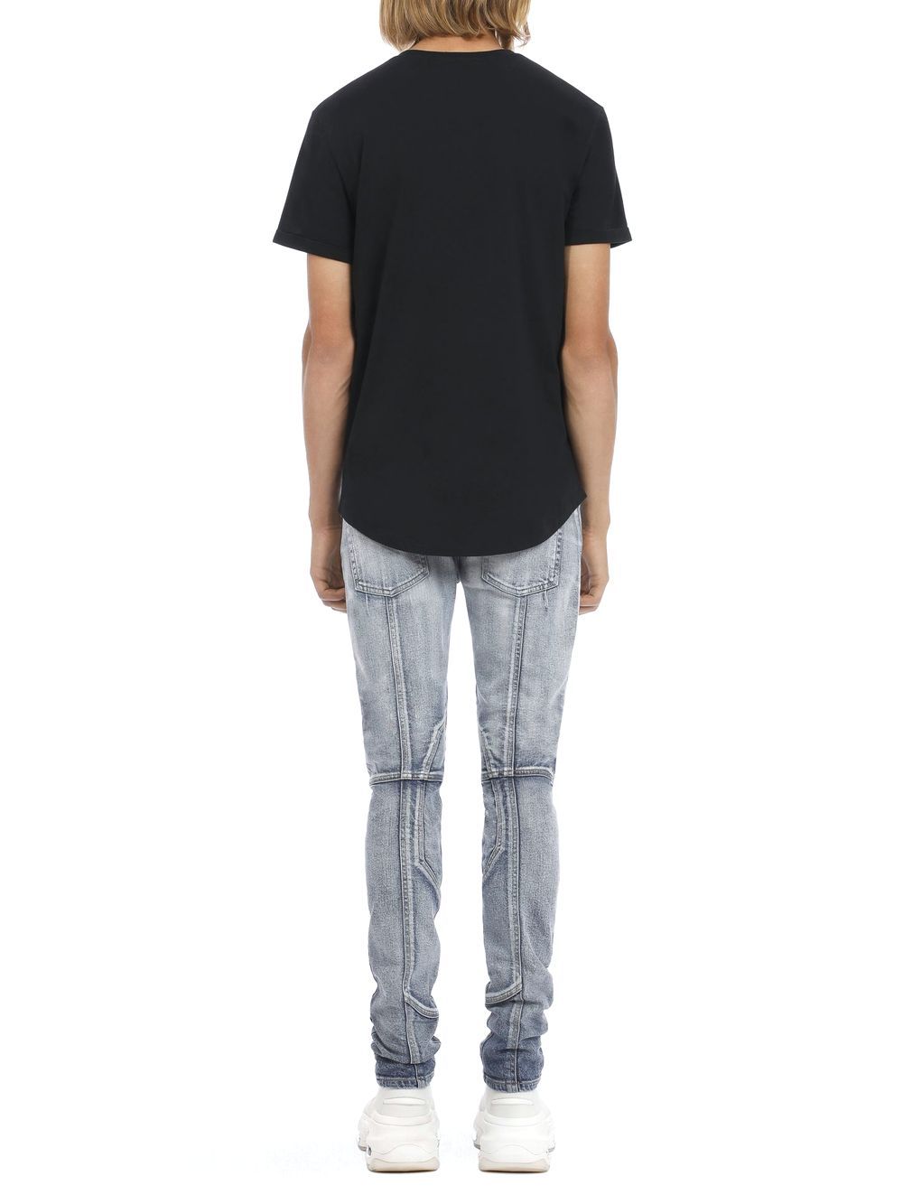 【BALMAIN】ベルベット メダリオン製 ロゴ コットン Tシャツ BALMAIN - ブラック コットン Tシャツ Balmain フロック