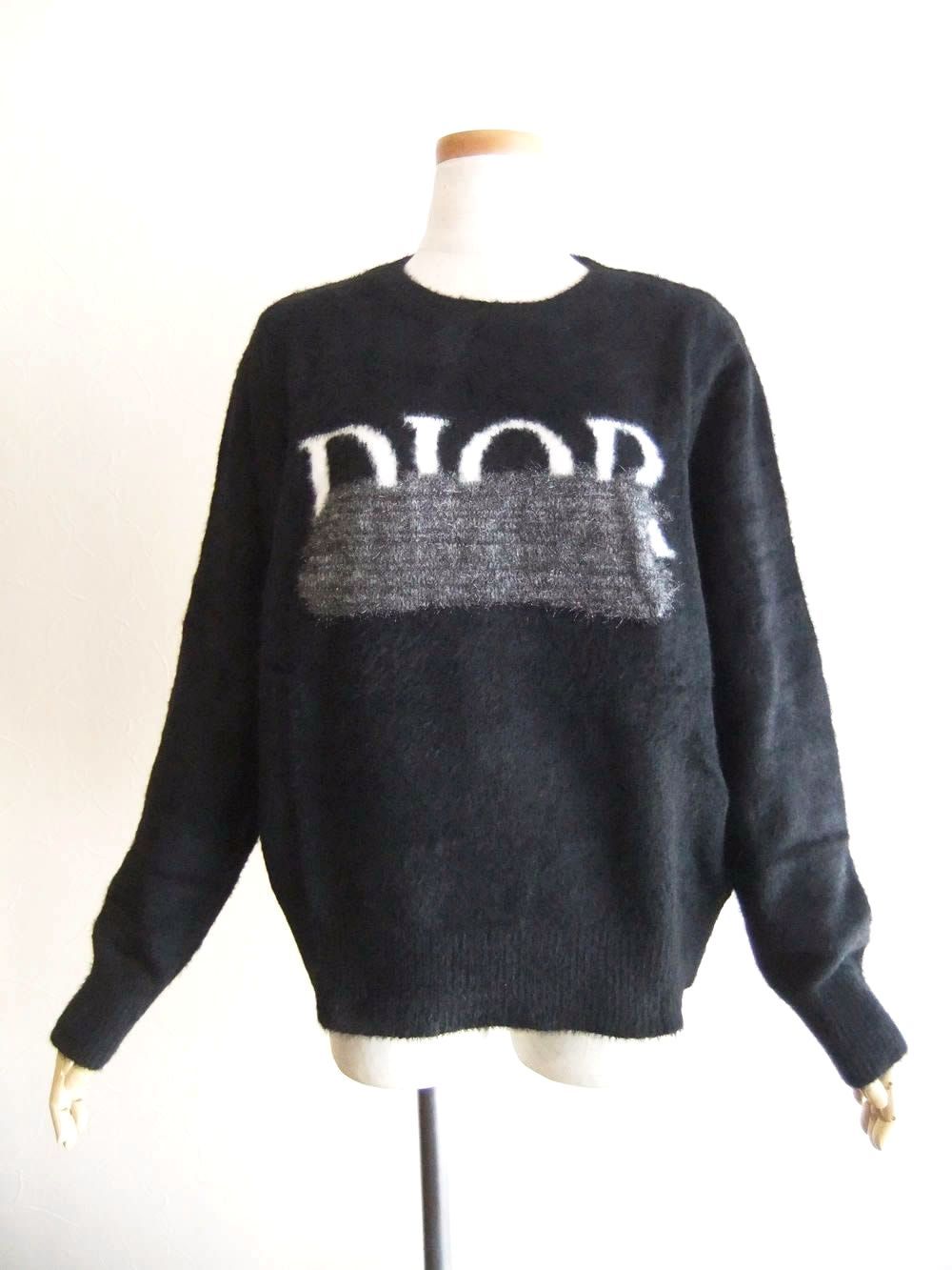 【MICALLE MICALLE Account】 HOMMAGE  DR SHAGGY KNIT (ブラック)   ロゴ ニット  MAG111NDC