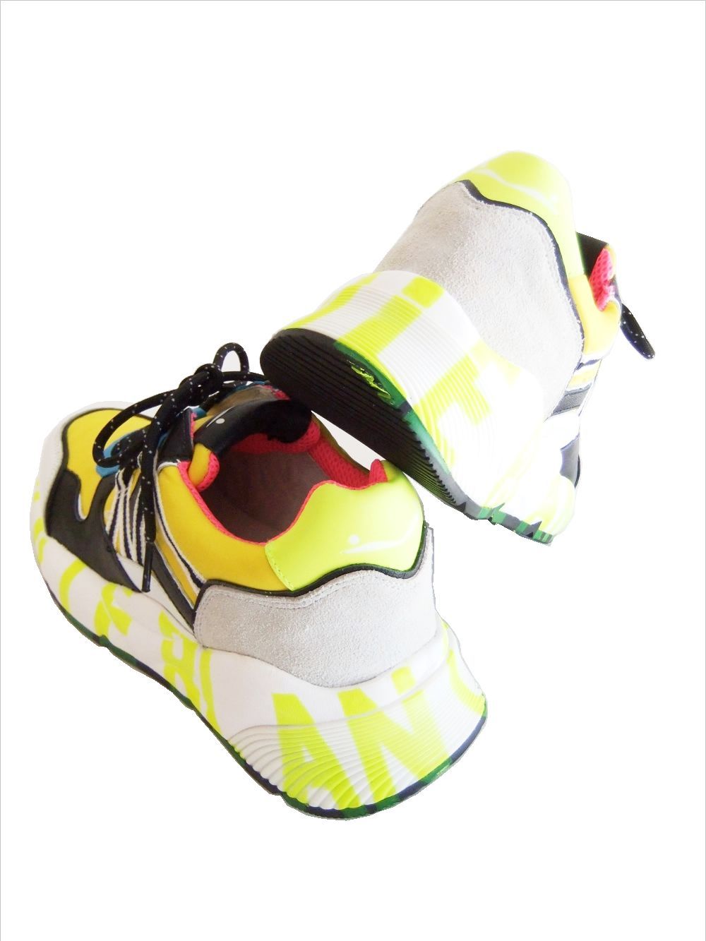 〈LADIES〉 CLUB100  VITELLO/NYLON  ナイロン×レザー ローカットスニーカー (イエロー×ブルー)   1N17