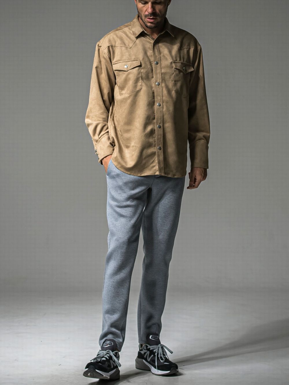 RESOUND CLOTHING - ERIC EASY PANTS (グレー) スラックス型