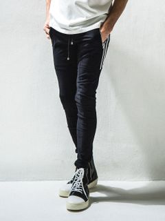 Johnson LINE NYLON PANTS ジョンソン ライン ナイロン パンツ (ブラック×ホワイト)