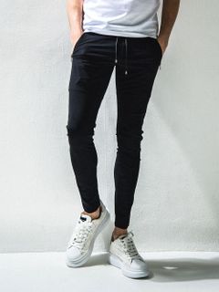 Johnson LINE NYLON PANTS ジョンソン ライン ナイロン パンツ (ブラック×ブラック)