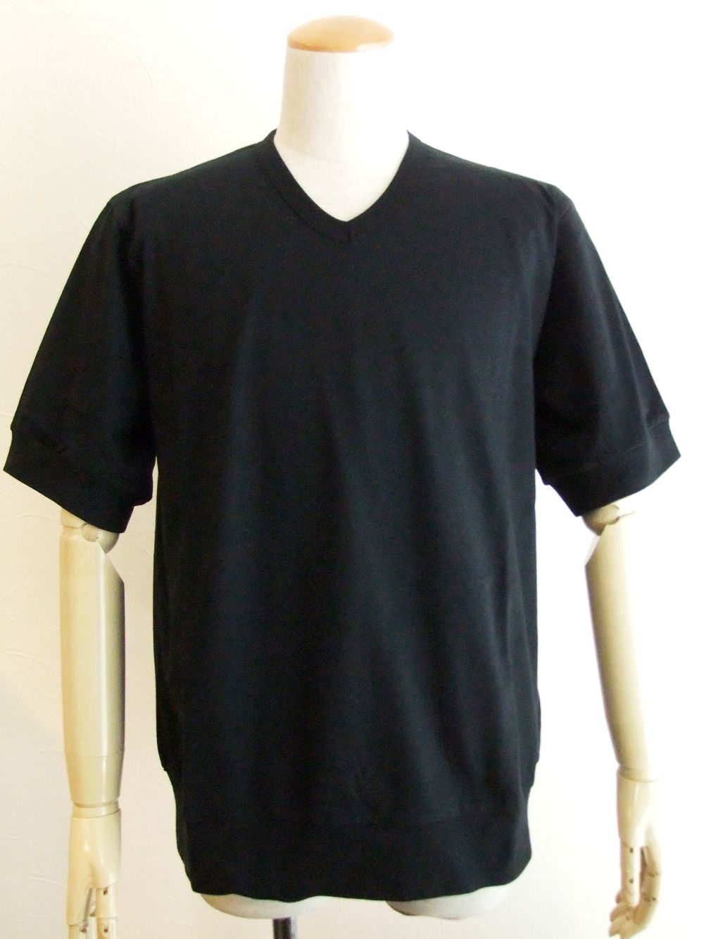 V-ネック 半袖Tシャツ  INZOLIA  (ブラック)