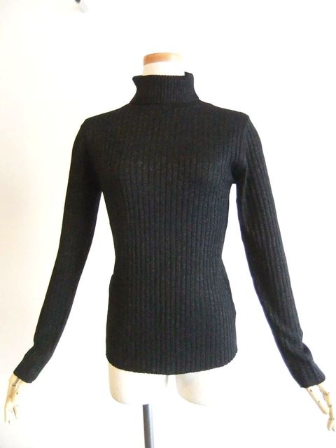 トタン リブ タートル ラメニット   （ブラック）  A148206M