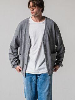 BLISTER KNIT C/D (グレー)   ブリスターニットカーディガン