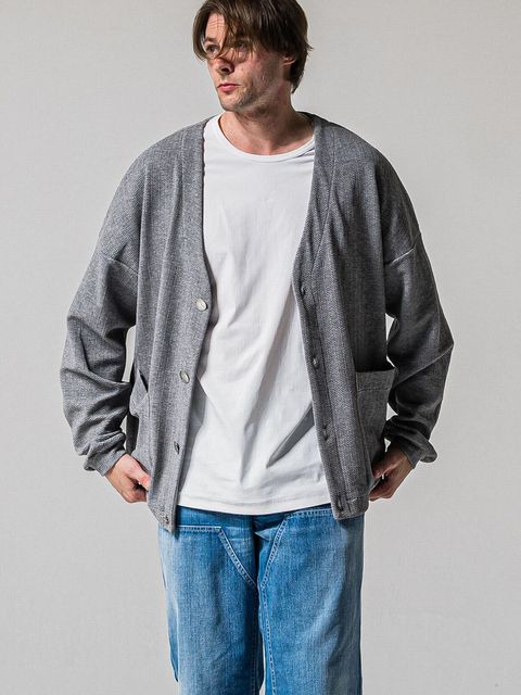 BLISTER KNIT C/D (グレー)   ブリスターニットカーディガン