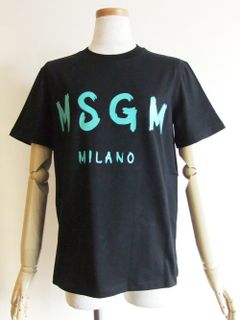 《LADIES》 筆描き ロゴプリント コットン Tシャツ (ブラック)  3041MDM60-217298