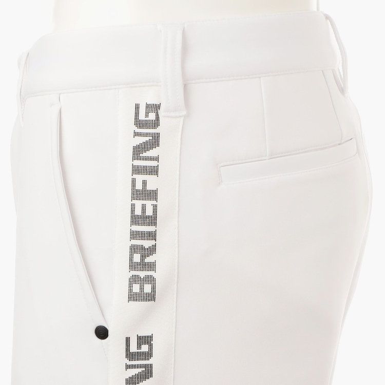 MENS SIDE LOGO LINE SLIM PANTS (ホワイト) ロゴ ストレッチジャージパンツ