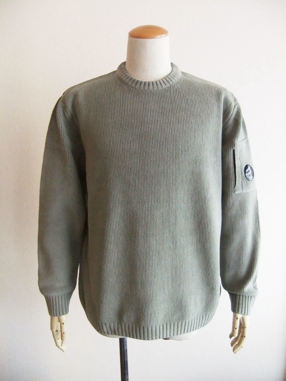 COTTON CHENILLE WAFFLE KNIT (グレージュ)  ワッフル クルーネックニット