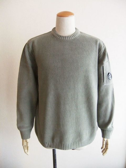 COTTON CHENILLE WAFFLE KNIT (グレージュ)  ワッフル クルーネックニット