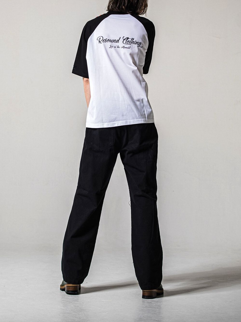 BACK RC RAGLAN OVER T  (ホワイト / ブラック)   グランスリーブオーバーTシャツ