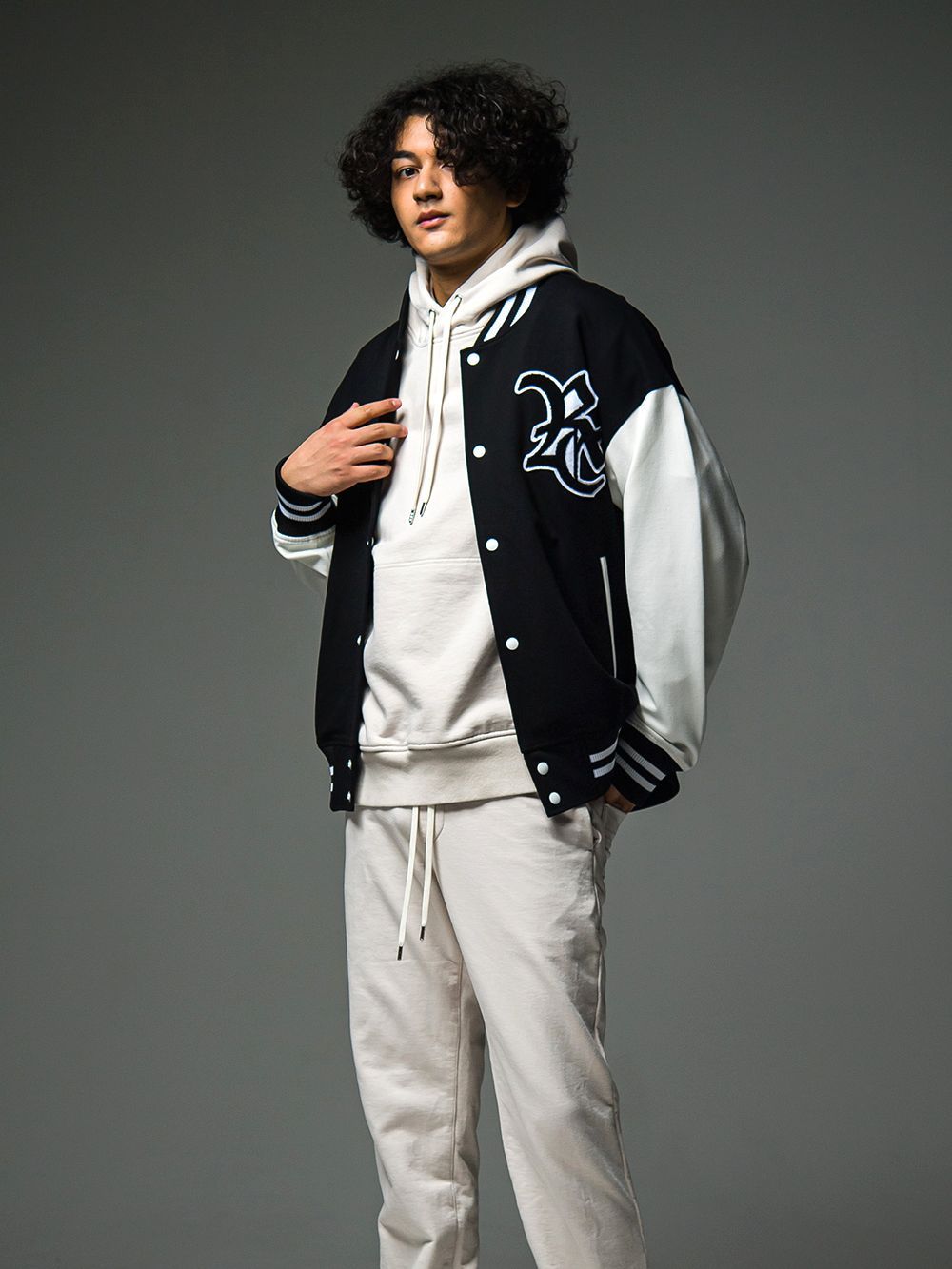 VINTAGE loose hoodie  (ホワイト)  度詰め裏毛 クラッシュ加工 ヴィンテージルーズパーカー