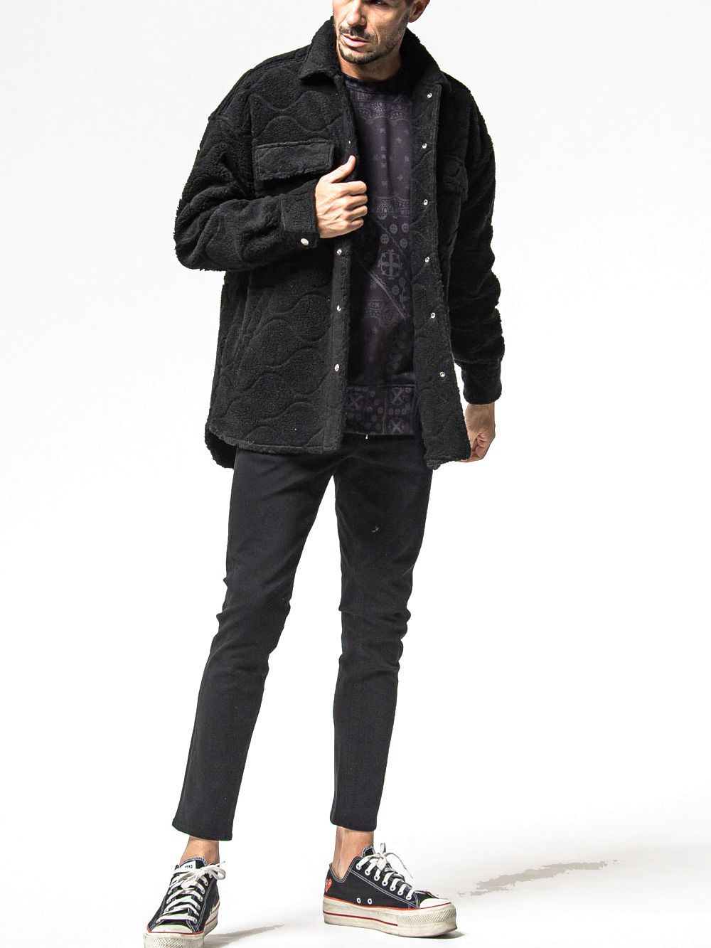 PAISLEY BACK FLEECE DROP TRAINER  プリント ルーズ トレーナー