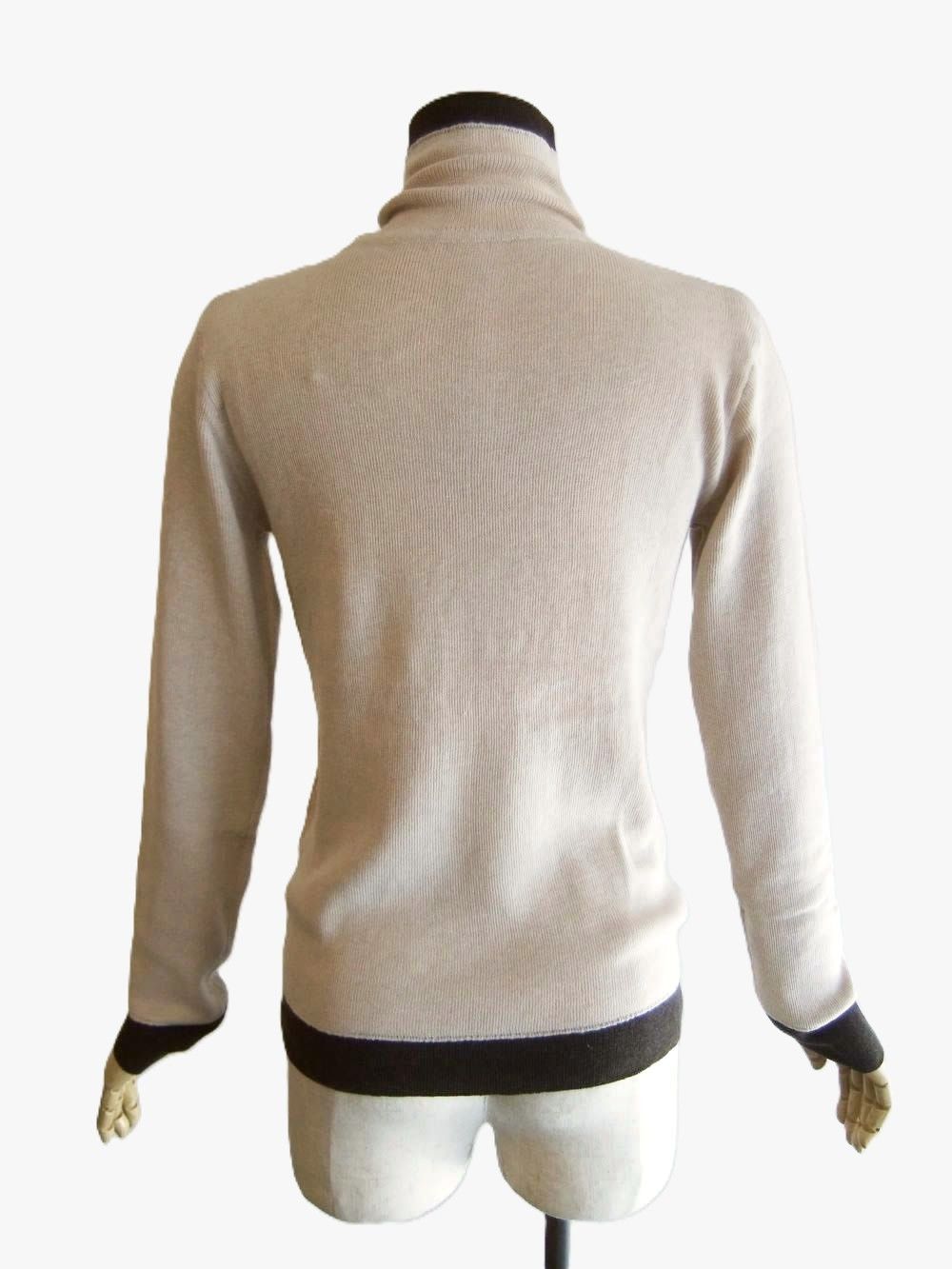 BI COLOR HIGH NECK PULLOVER  配色 ハイネック ガーゼ ニット PO    （ベージュ）  635956