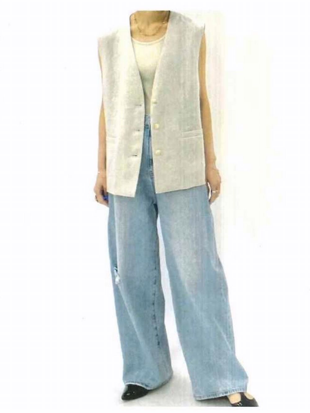Linen Herringbone Gilet  リネン ヘリンボーン ジレ    515407