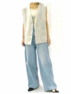 Linen Herringbone Gilet  リネン ヘリンボーン ジレ    515407