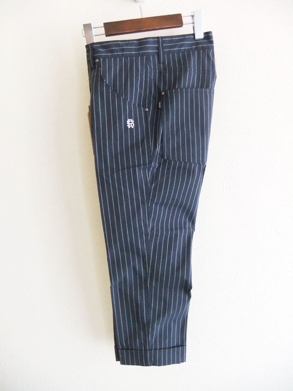 BERKELEY CROPPED (ネイビー)  コットン ストライプ柄 ストレッチ パンツ   RSM-23061