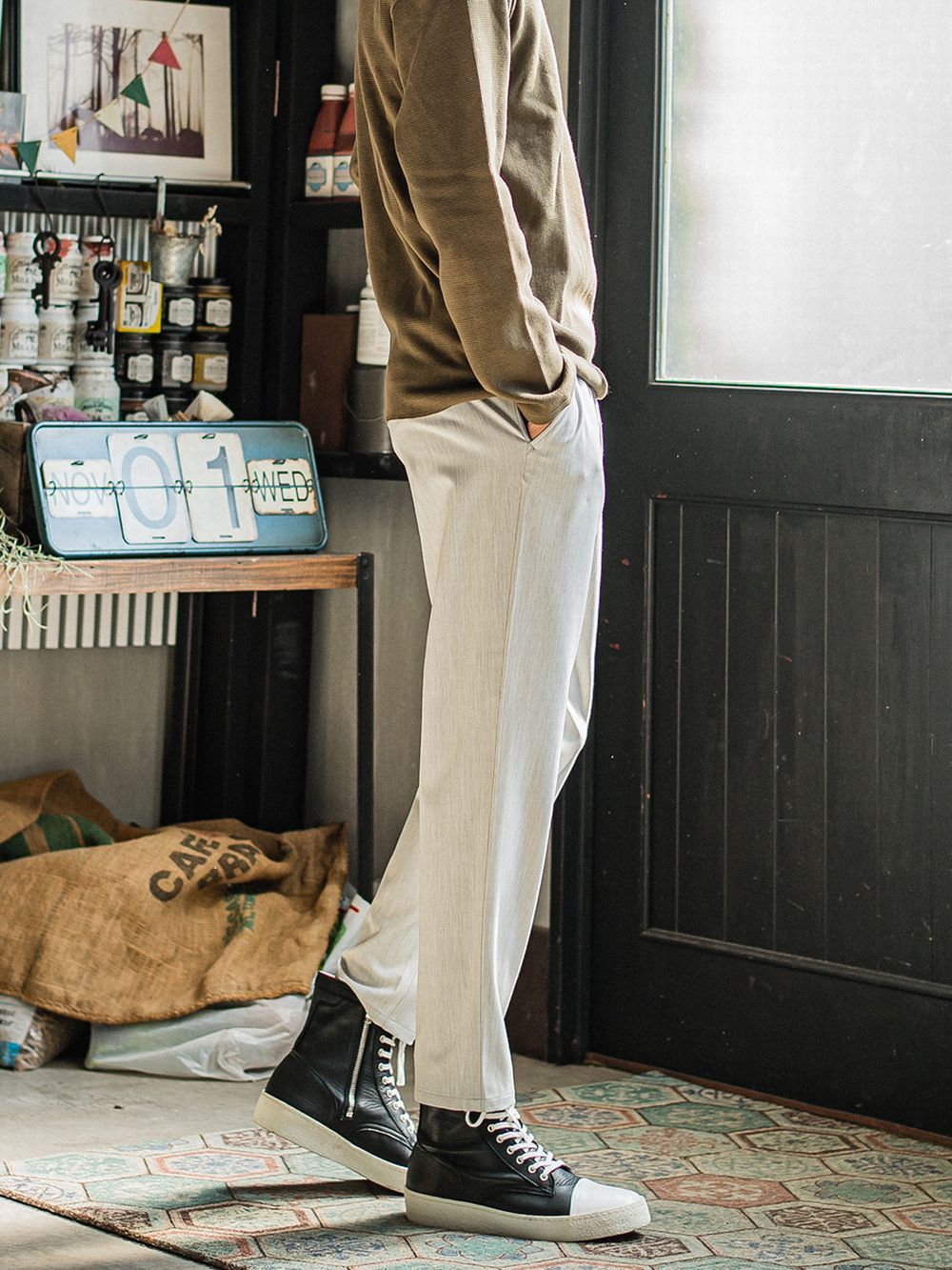 PAT WIDE EASY PANTS   ワイド イージーパンツ （グレー） RC31-ST-036