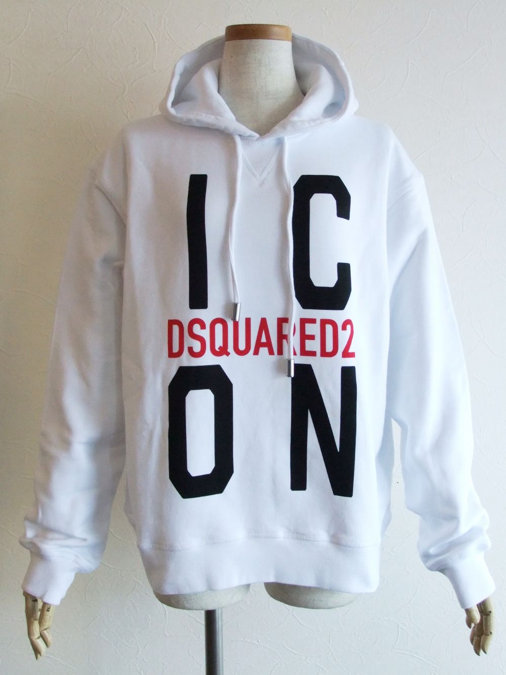 LADIES  ICON HOODED SWEATSHIRT  ロゴプリント スウェットパーカー  (ホワイト)  S80GU0038