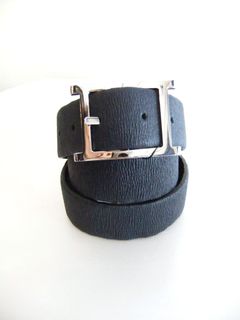 ストレッチ レザーベルト (ネイビー)