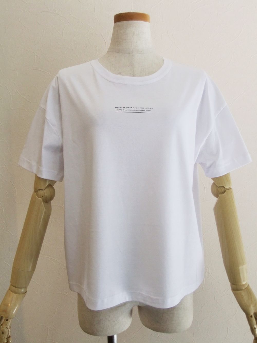 クルーネック オーガンザ レイヤード Tシャツ  (ホワイト)  MM0027